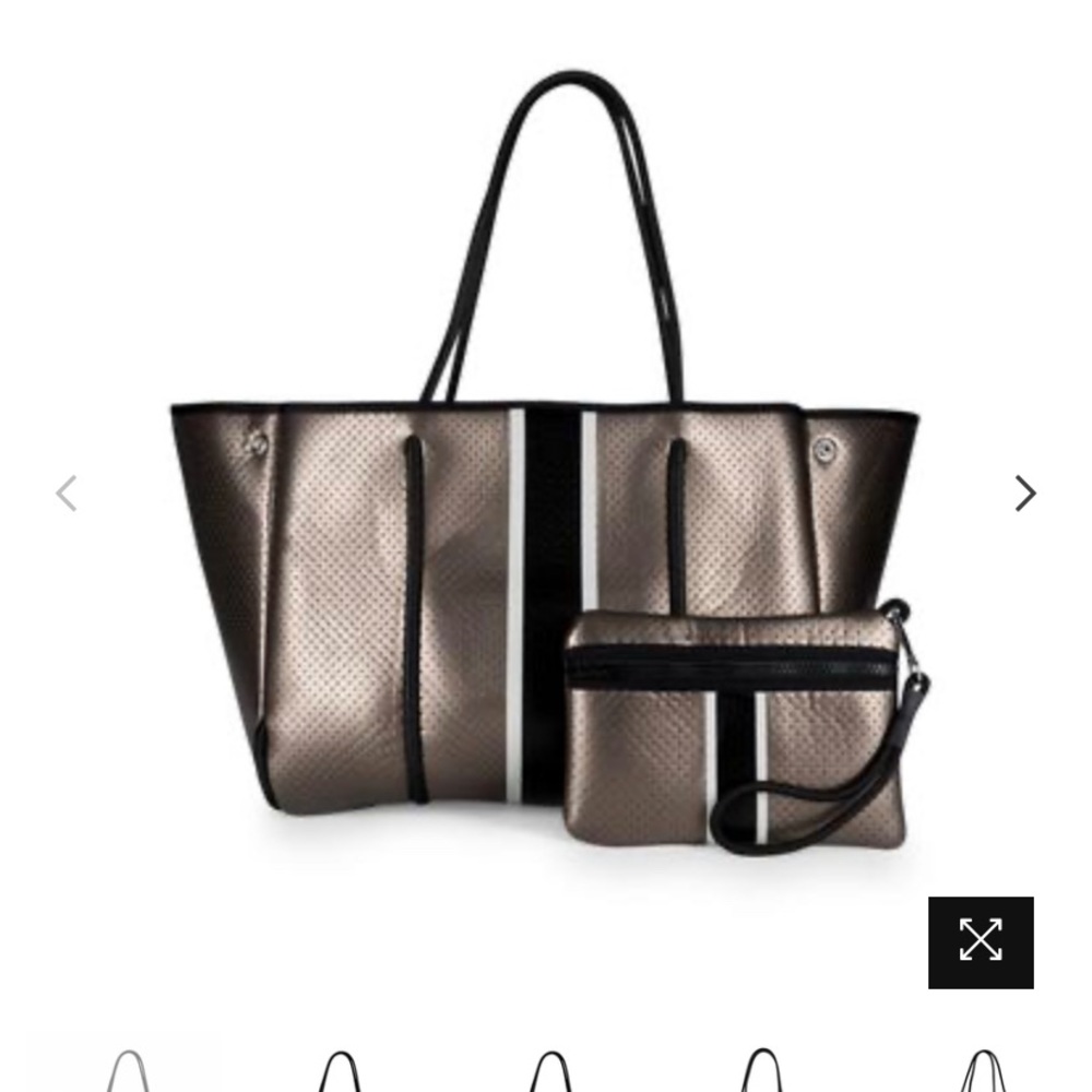 Haute Shore, Purse/Tote & Wristlet, NWT,RITZ-Pewter metallic/cream,black stripe